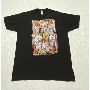 Tulttex Rock and Roll Festival Skull Graphic T‎ Shirt Black Size Large